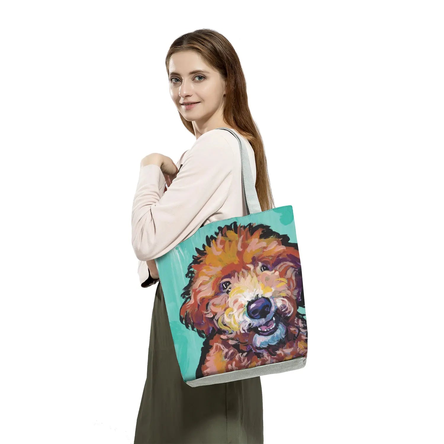 Schnauzer Dog Painting Handbag Women Shoulder Bag Casual Tote