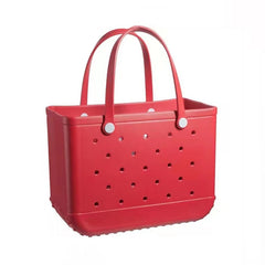 Women's Beach Tote Bag Pool Handbag Hollow Out Washable Solid Candy Bag