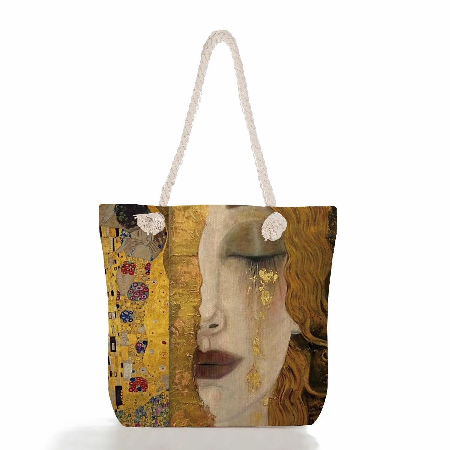 Abstract Oil Painting Tote Bag Linen Handbags Women Shoulder Bag