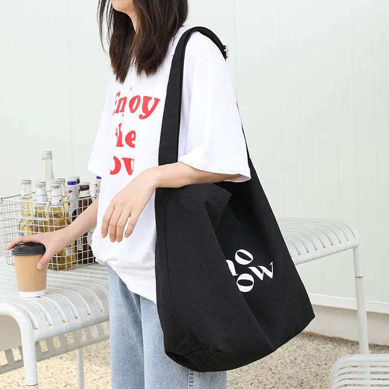 Casual Art Canvas Tote Bag Ins Letter Printed Women's Shoulder Bag