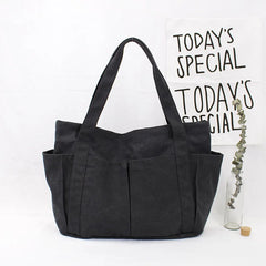 Solid Canvas Tote Bag for Women Handbag Large Capacity Shoulder Bag