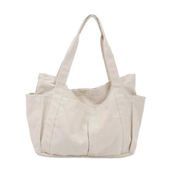 Solid Canvas Tote Bag for Women Handbag Large Capacity Shoulder Bag