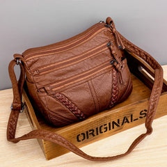 Women's Soft Leather Messenger Bag Large Capacity Shoulder Bag