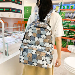 Girls' Waterproof Schoolbag with Cat Printing