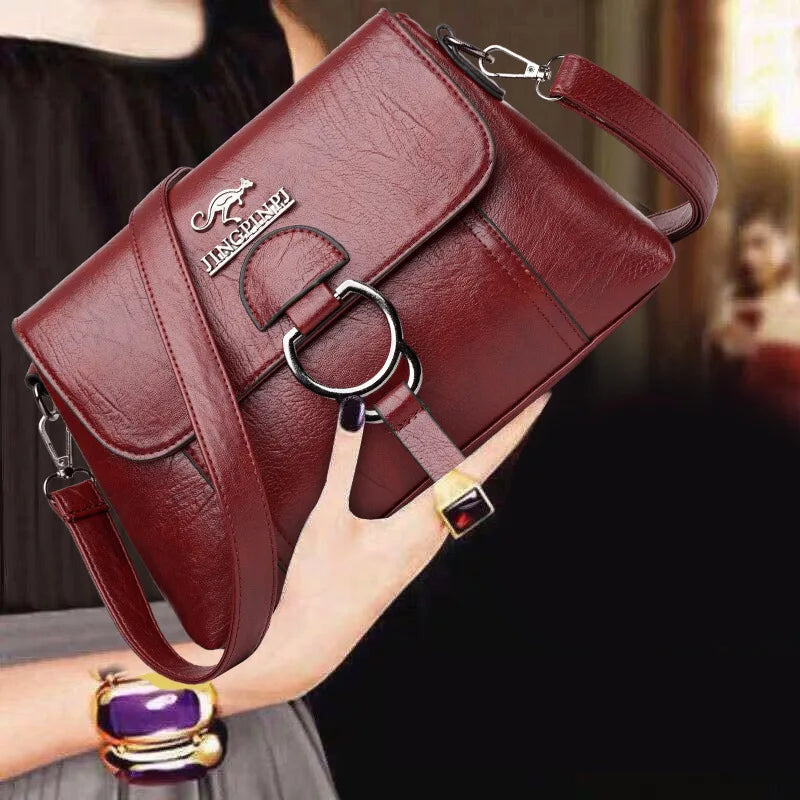 PU Soft Leather Shoulder Bag Women's Large Capacity Messenger Crossbody Bag