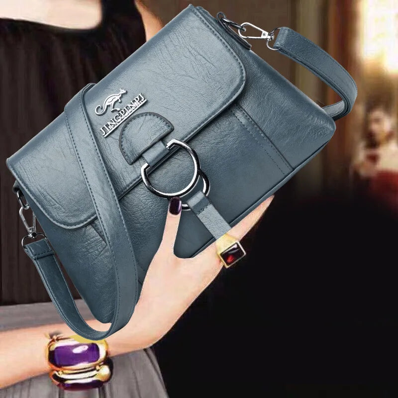 PU Soft Leather Shoulder Bag Women's Large Capacity Messenger Crossbody Bag