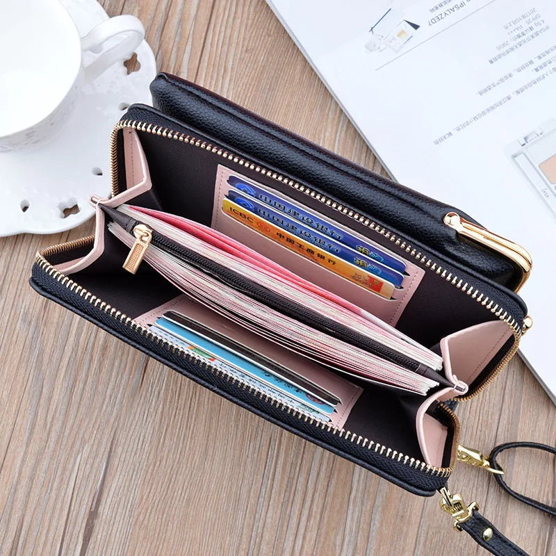 Women's Leather Phone Wallet Crossbody Bag
