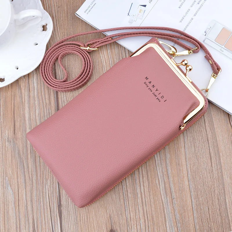 Women's Leather Phone Wallet Crossbody Bag