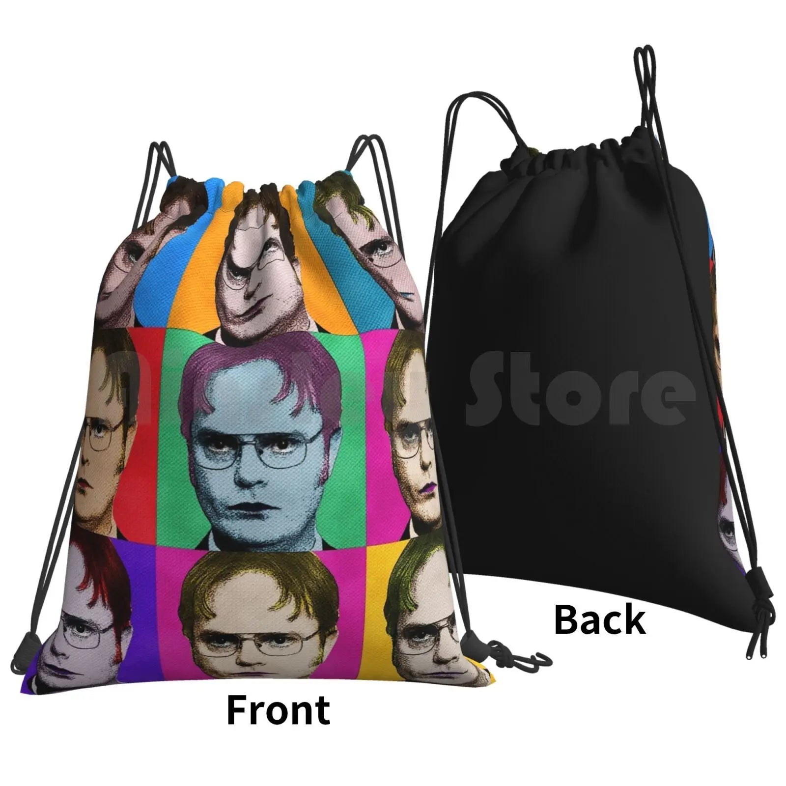 Dwight Schrute Diptych Backpack Drawstring Bags Gym Bag Waterproof