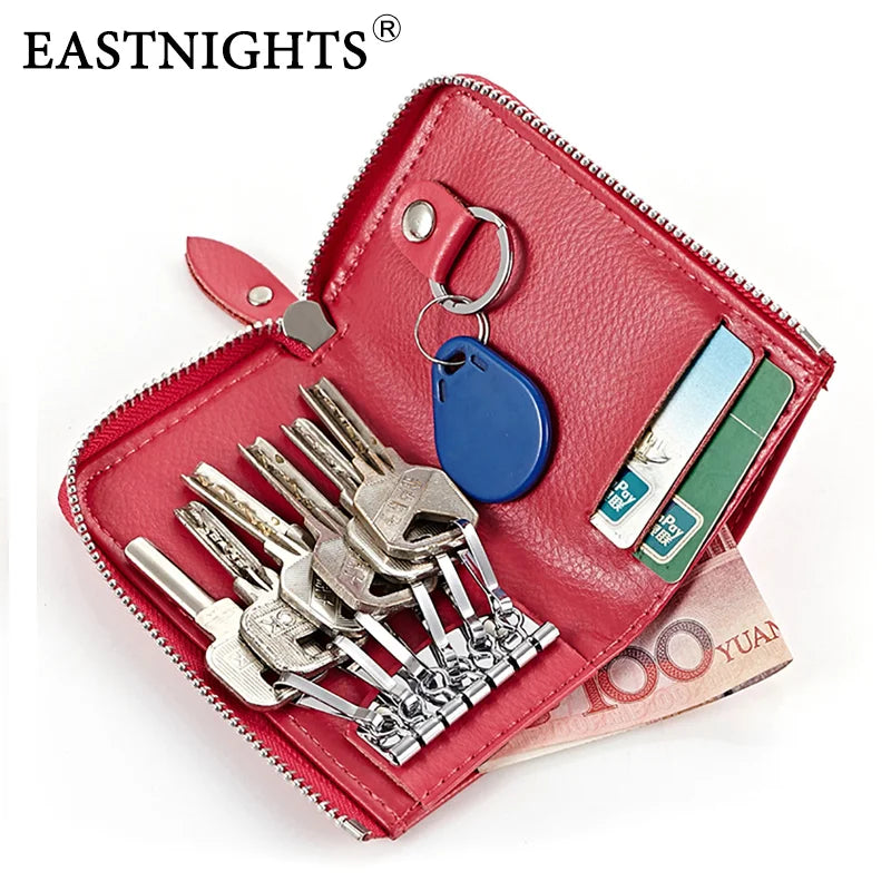 Leather Key Organizer Women Car Keys Holder Bag Female Zipper Key Wallet