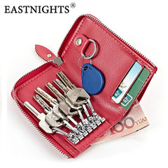 Leather Key Organizer Women Car Keys Holder Bag Female Zipper Key Wallet