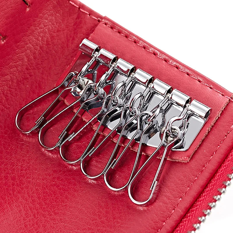 Leather Key Organizer Women Car Keys Holder Bag Female Zipper Key Wallet