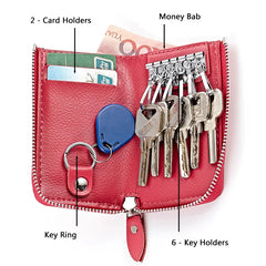 Leather Key Organizer Women Car Keys Holder Bag Female Zipper Key Wallet