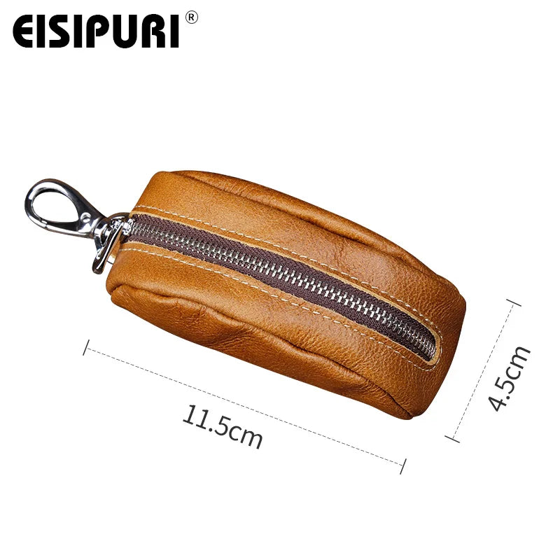 Leather Car Key Case Wallet Zipper Bag Holder