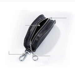 Men Key Bag Cow Leather Key Auto Key Case Bag Pouch Zipper Keychain