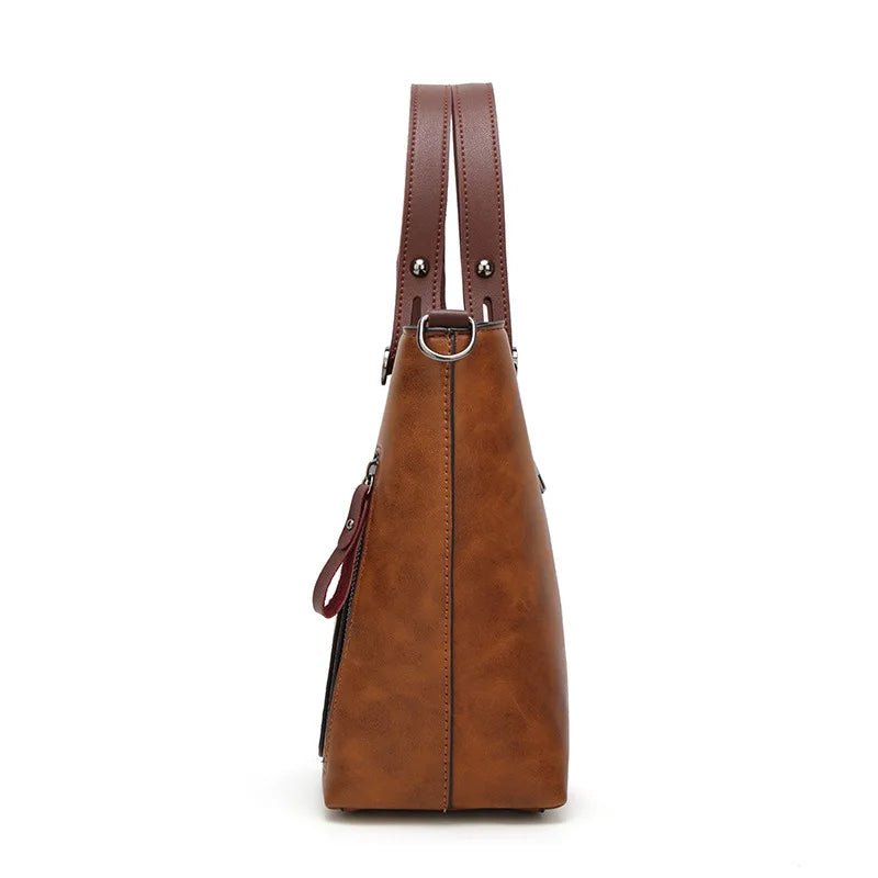 Vintage Leather Shoulder Bag Large Capacity Handbag