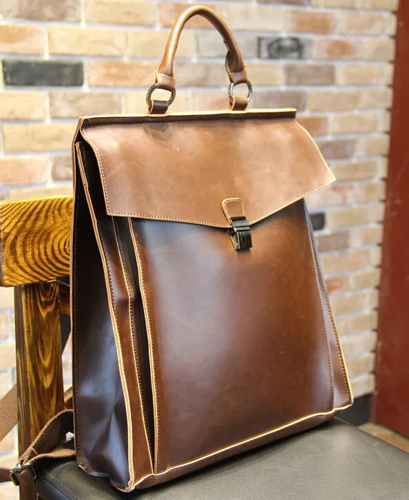 ETN BAG Men's Leather Backpack Vintage School Bag