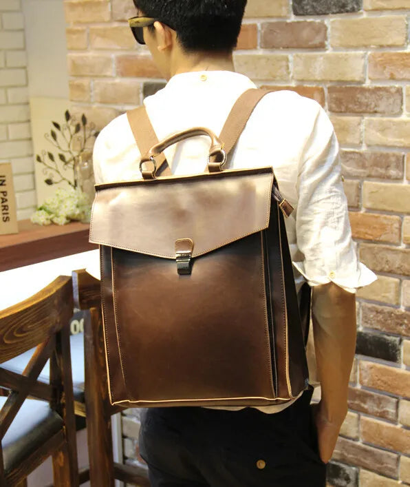 ETN BAG Men's Leather Backpack Vintage School Bag