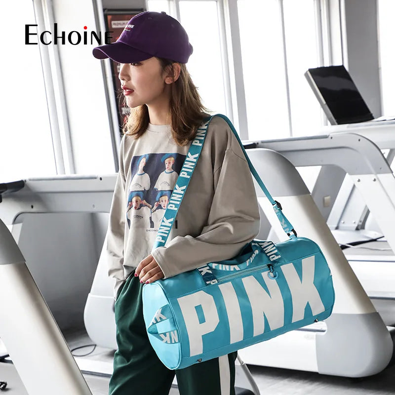 Echoine Leisure Zip Travel Bag Sports Bag Letter Printing Portable