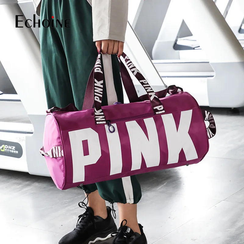 Echoine Leisure Zip Travel Bag Sports Bag Letter Printing Portable