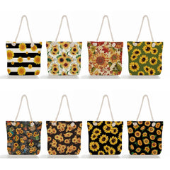Eco Reusable Foldable Shopping Bag Sunflower Print Handbag For Women