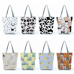 Reusable Portable Cartoon Animal Print Casual Bag