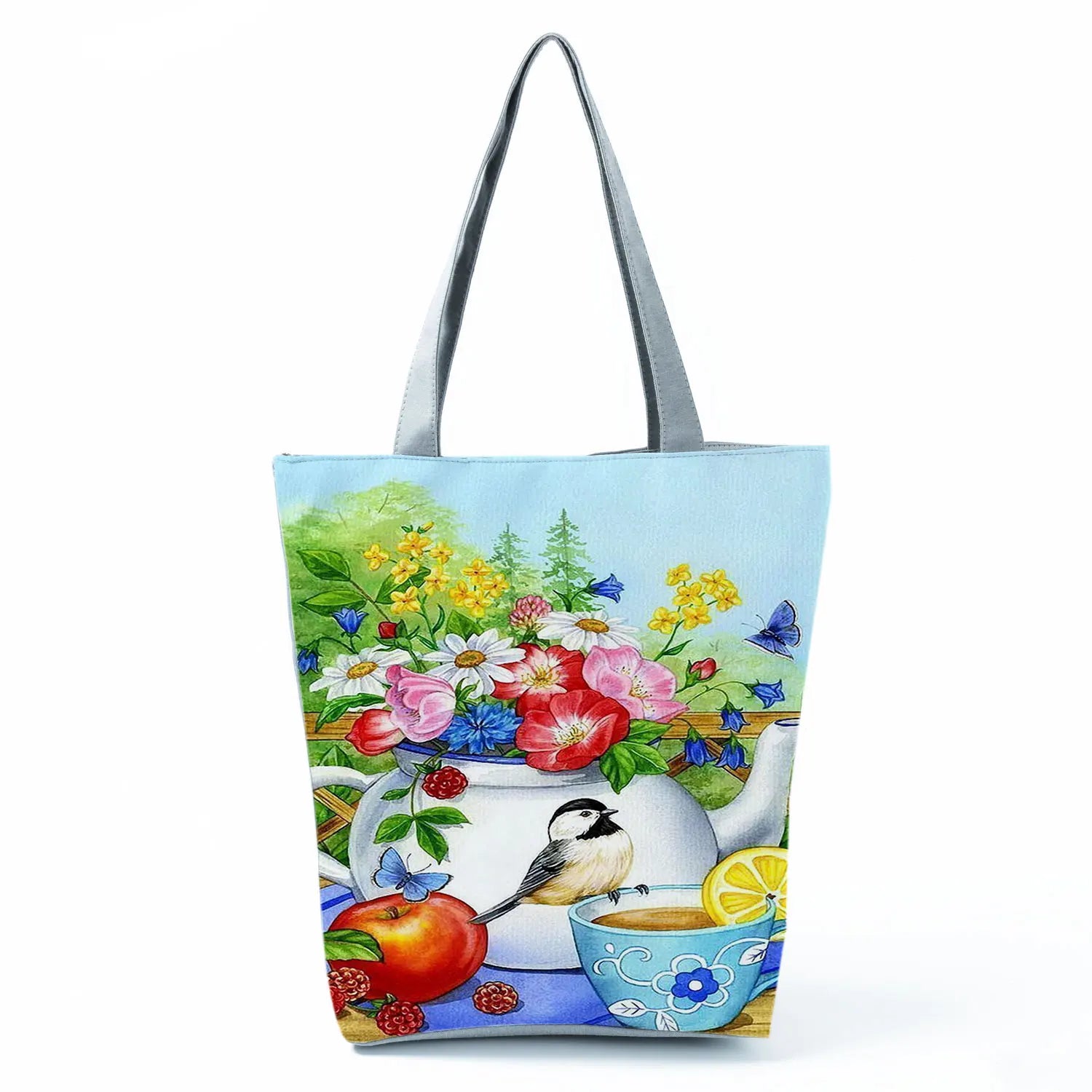 Eco Reusable Print Totes Large Shopping Bags for Women Green Foldable