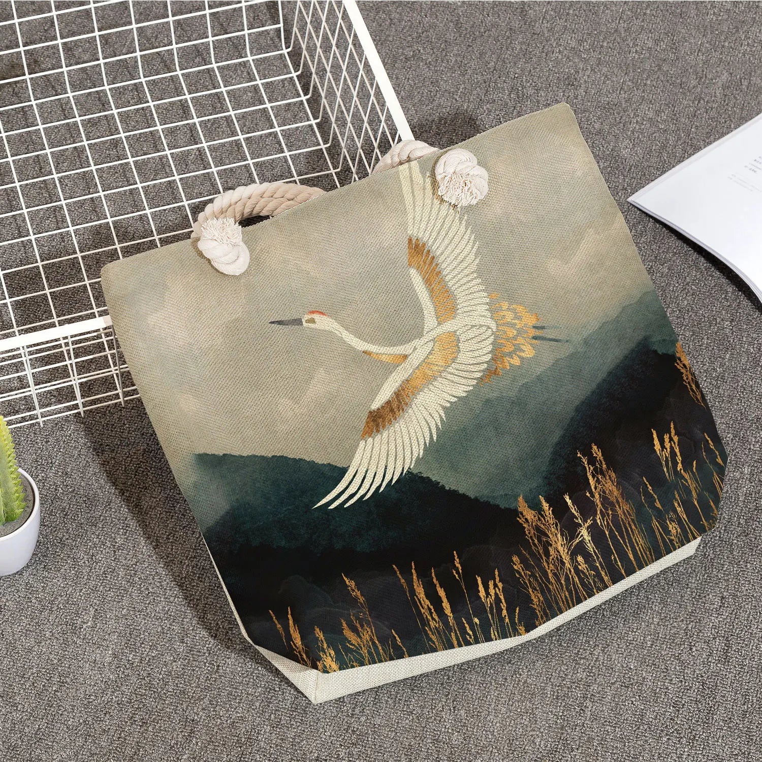 Crane Beach Tote Bag Eco Reusable Shopping Bags
