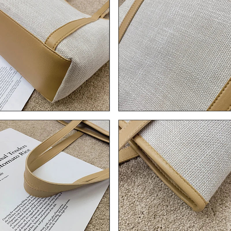Eco-friendly Canvas Shoulder Bags Women Office Ladies Work Vintage