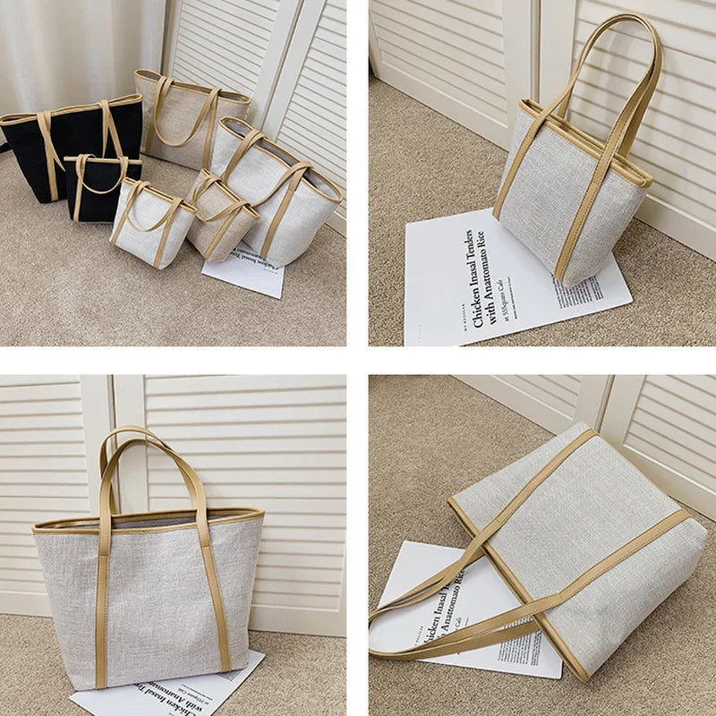 Eco-friendly Canvas Shoulder Bags Women Office Ladies Work Vintage