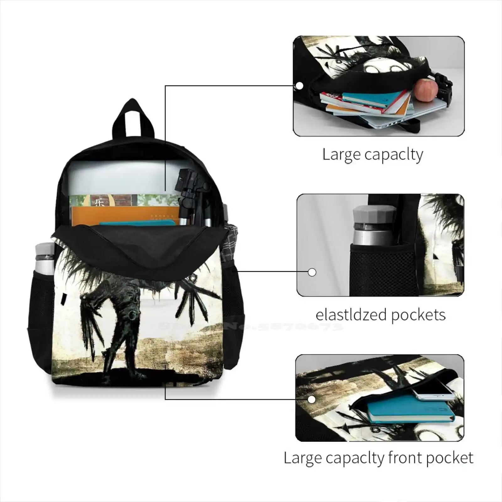 Eddie Backpacks Halloween Goth Gothic Spooky Bags