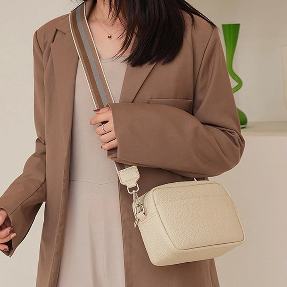 Elagent Leather Shoulder Bag Wide Strap Ladies Crossbody Bags