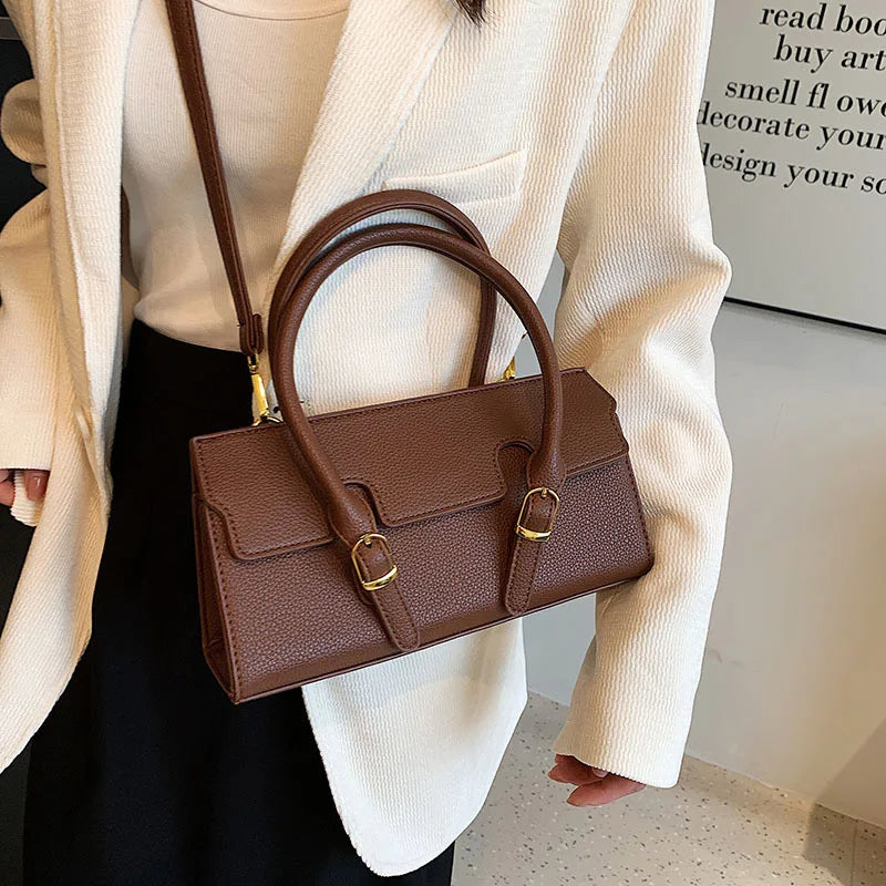 Soft Leather Shoulder Bag for Women Beige Crossbody Handbag