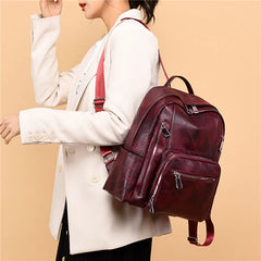 Leather Women's Backpack High Female Shoulder Bag Casual School Bag