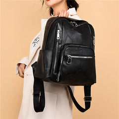 High Female Leather Backpack Shoulder Bag