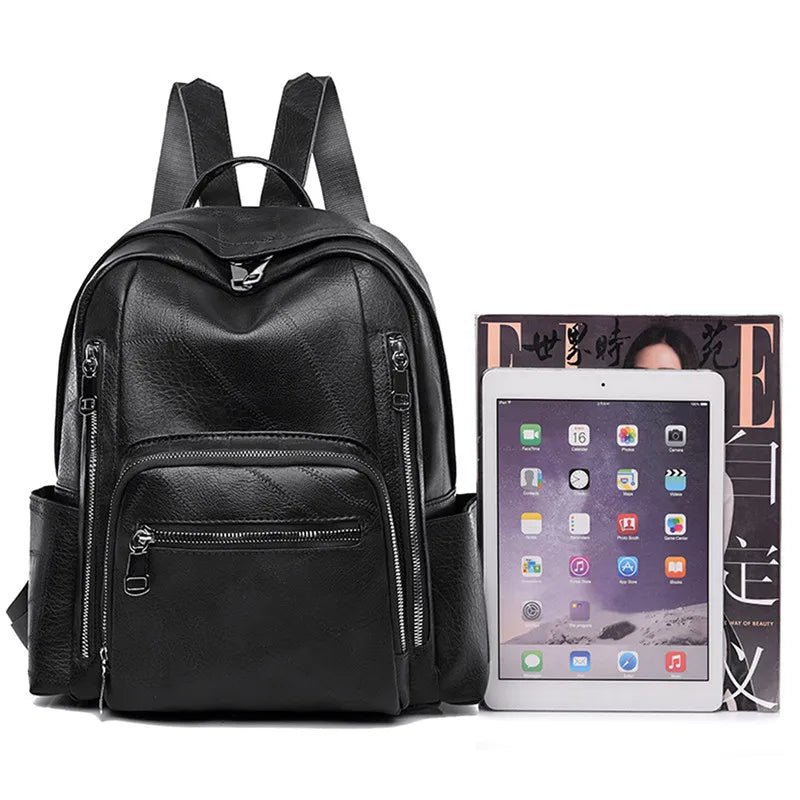 Women PU Leather Backpack High Female Shoulder Bag Casual Backpack Purse