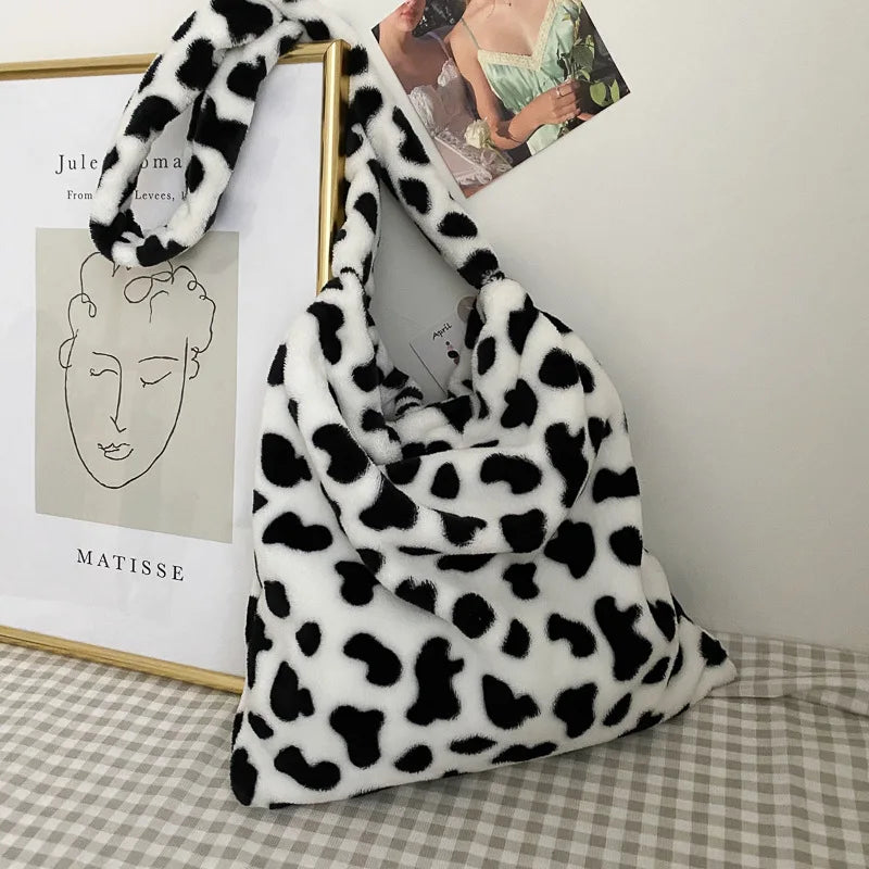 Cow Pattern Shoulder Bag Women Tote Handbag