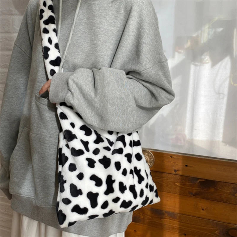 Cow Pattern Tote Handbag Shoulder Bag Large Capacity