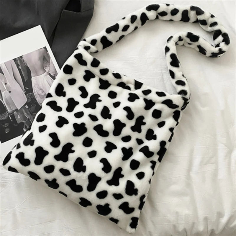 Cow Pattern Tote Handbag Shoulder Bag Large Capacity
