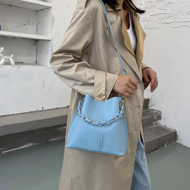 High-quality Leather Women's Tote Bucket Bag