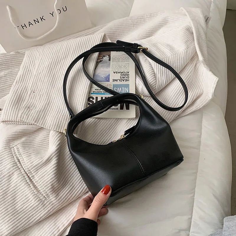 Women's PU Leather Tote Bucket Bag