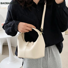 Women's PU Leather Tote Bucket Bag