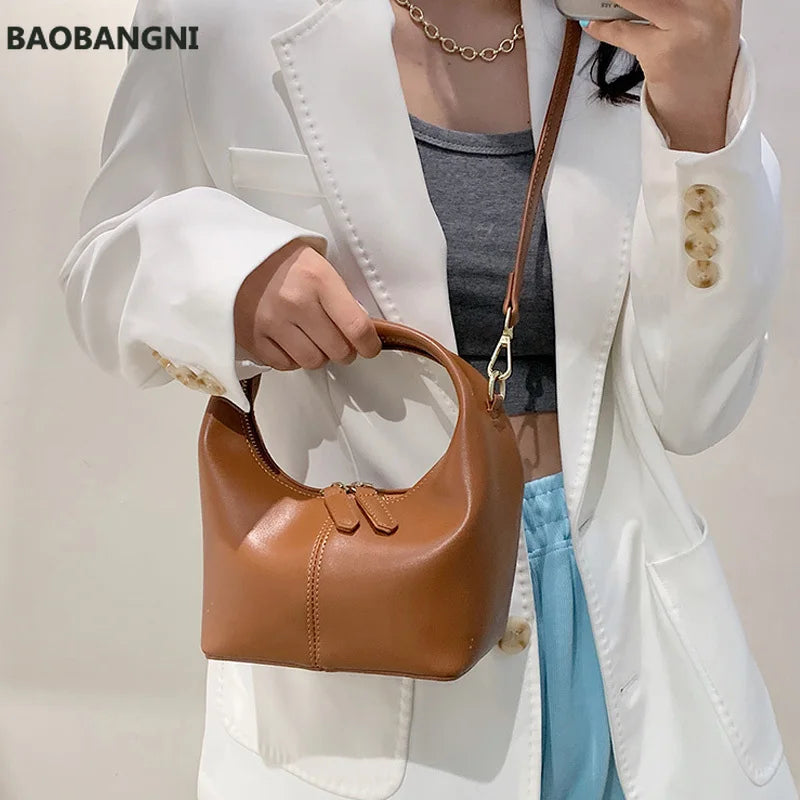 Women's PU Leather Tote Bucket Bag