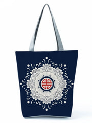 Floral Porcelain Geometry Abstract Pattern Shoulder Bag