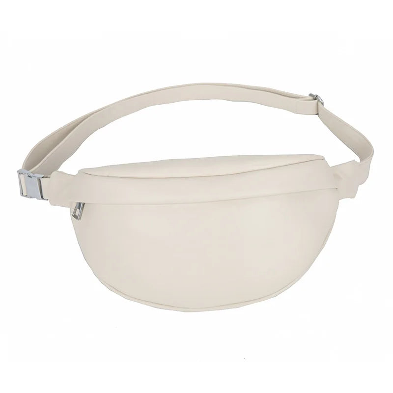 Solid Colour PU Leather Fanny Packs For Women Waist Bags Female Waist Pack
