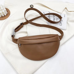 Solid Colour PU Leather Fanny Packs For Women Waist Bags Female Waist Pack