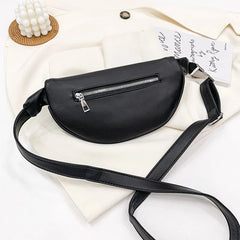 Solid Colour PU Leather Fanny Packs For Women Waist Bags Female Waist Pack