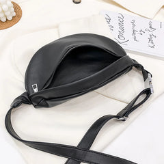 Solid Colour PU Leather Fanny Packs For Women Waist Bags Female Waist Pack