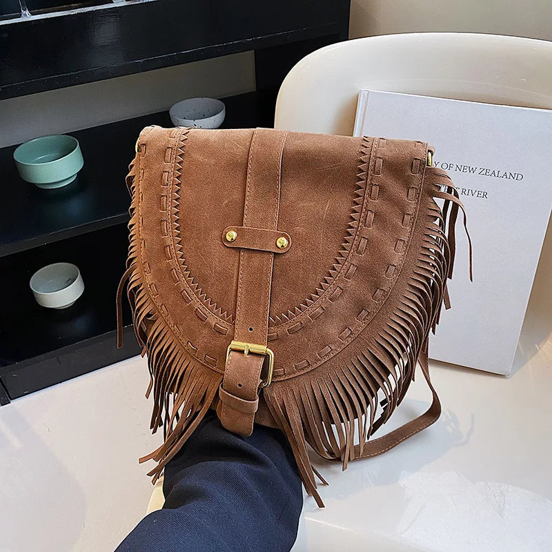 Temperament Shoulder Bag Women's Handbags Tassel Saddle Bag