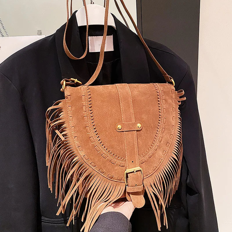 Temperament Shoulder Bag Women's Handbags Tassel Saddle Bag